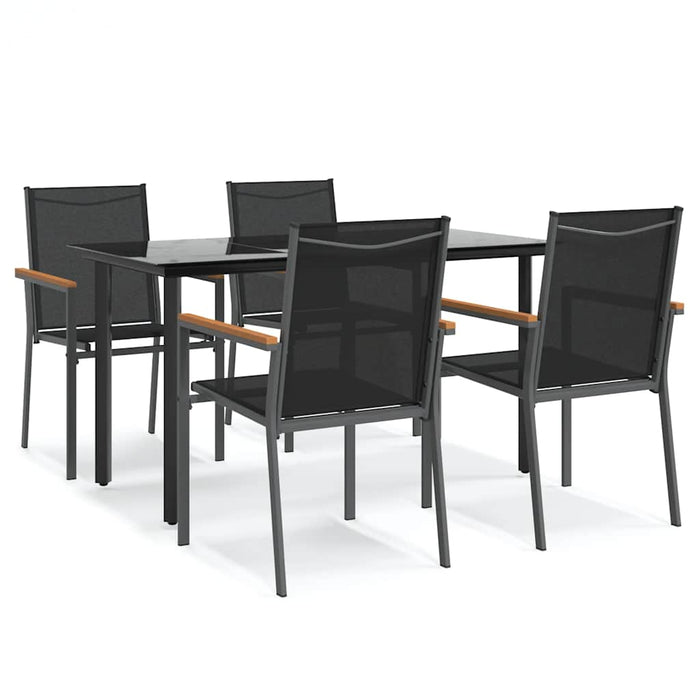 Set mobilier de grădină, 5 piese, negru, textilenă și oțel - WALTI WALTI