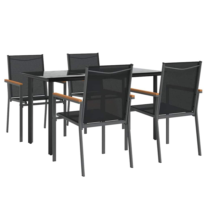 Set mobilier de grădină, 5 piese, negru, textilenă și oțel - WALTI WALTI