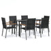 Set mobilier de grădină, 7 piese, negru, textilenă și oțel - WALTI WALTI