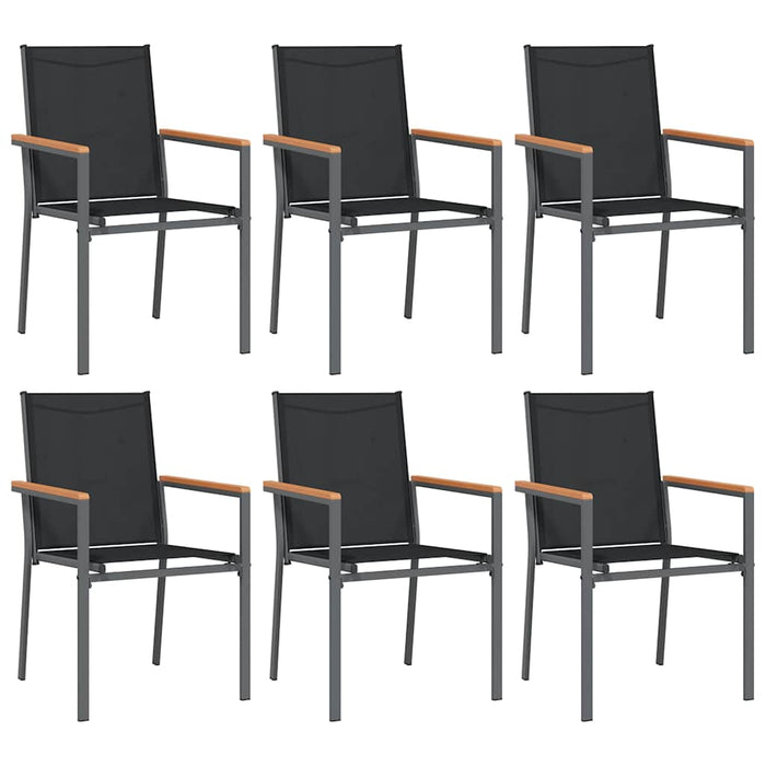 Set mobilier de grădină, 7 piese, negru, textilenă și oțel - WALTI WALTI