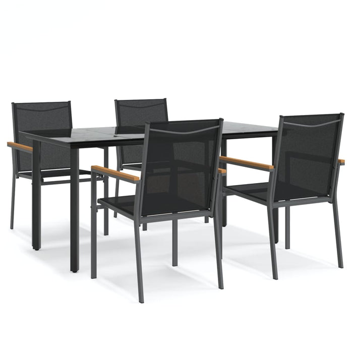 Set mobilier de grădină, 5 piese, negru, textilenă și oțel - WALTI WALTI