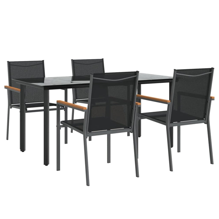 Set mobilier de grădină, 5 piese, negru, textilenă și oțel - WALTI WALTI