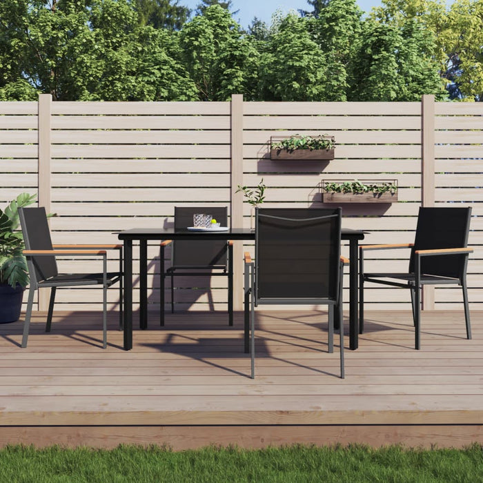 Set mobilier de grădină, 5 piese, negru, textilenă și oțel - WALTI WALTI