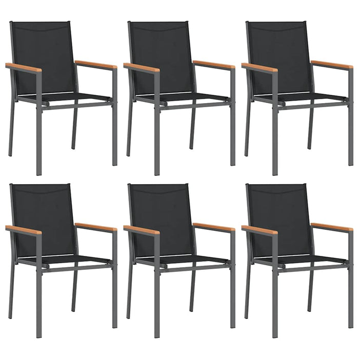 Set mobilier de grădină, 7 piese, negru, textilenă și oțel WALTI