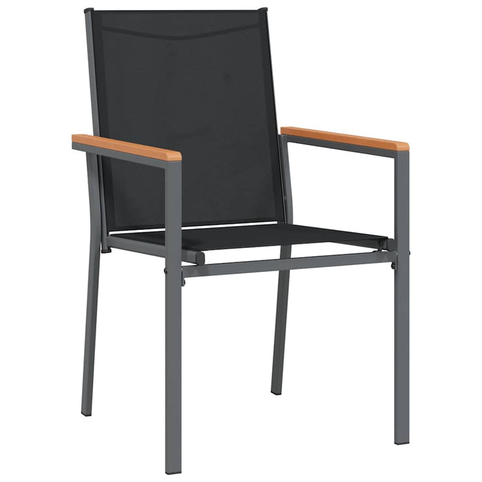 Set mobilier de grădină, 7 piese, negru, textilenă și oțel WALTI