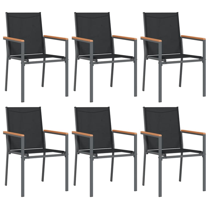 Set mobilier de grădină, 7 piese, negru, textilenă și oțel - WALTI WALTI