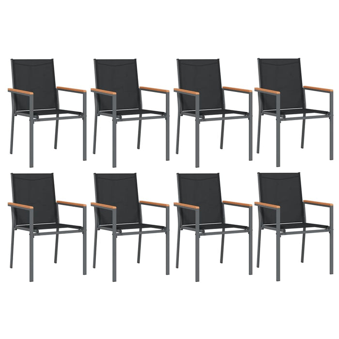 Set mobilier de grădină, 9 piese, negru, textilenă și oțel WALTI