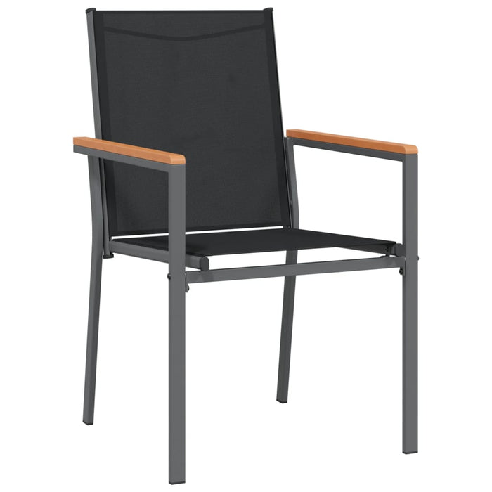 Set mobilier de grădină, 9 piese, negru, textilenă și oțel WALTI