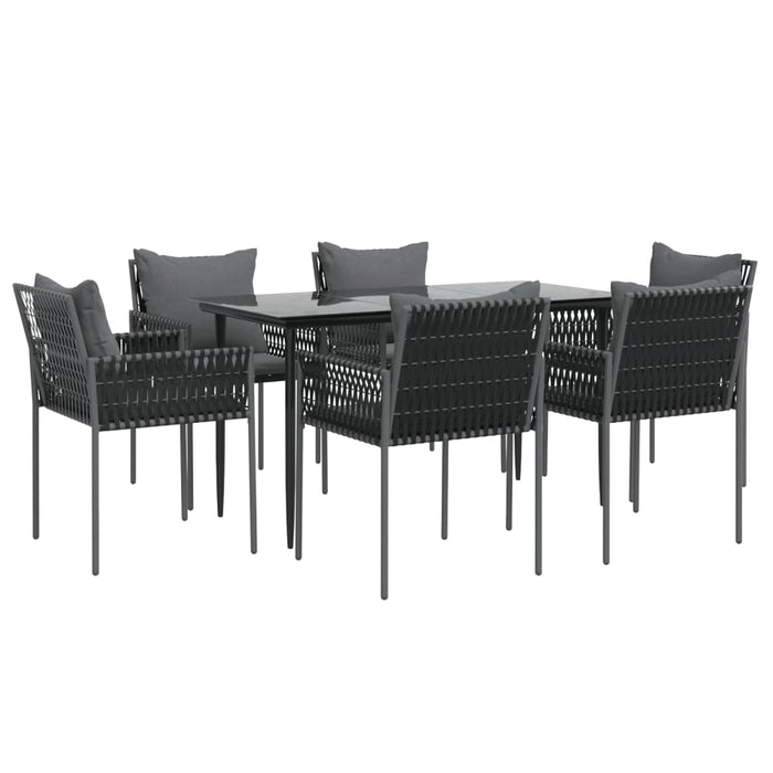 Set mobilier de grădină cu perne, 7 piese, poliratan și oțel - WALTI WALTI