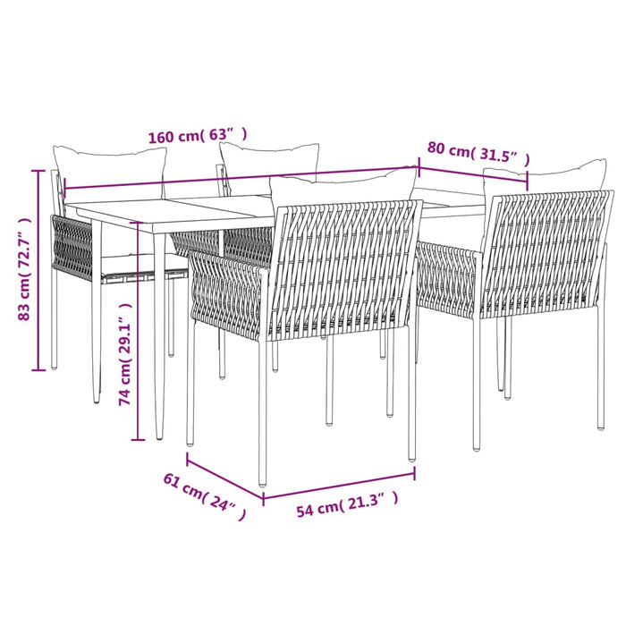 Set mobilier de grădină cu perne, 5 piese, poliratan și oțel - WALTI WALTI