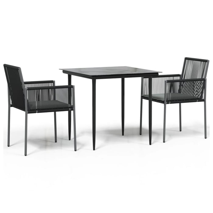 Set mobilier grădină cu perne, 3 piese, negru, poliratan & oțel - WALTI WALTI