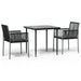 Set mobilier grădină cu perne, 3 piese, negru, poliratan & oțel - WALTI WALTI