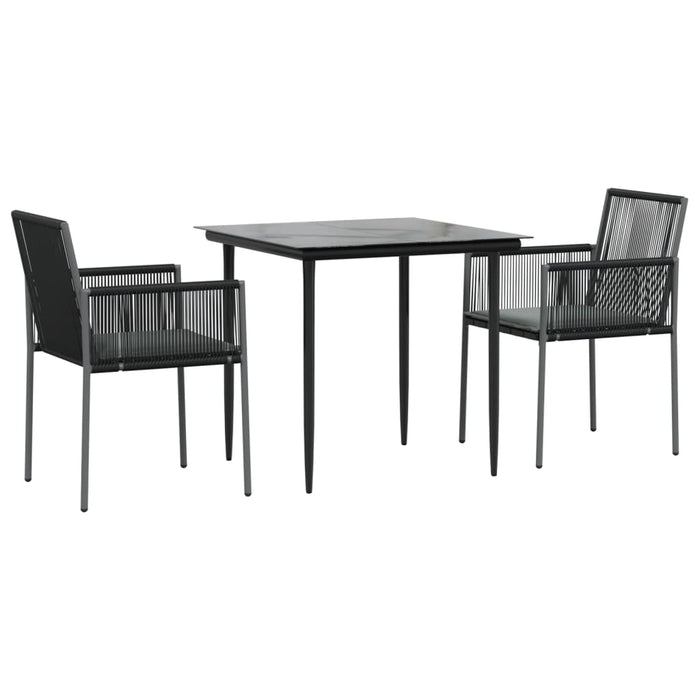 Set mobilier grădină cu perne, 3 piese, negru, poliratan & oțel - WALTI WALTI