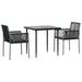 Set mobilier grădină cu perne, 3 piese, negru, poliratan & oțel - WALTI WALTI