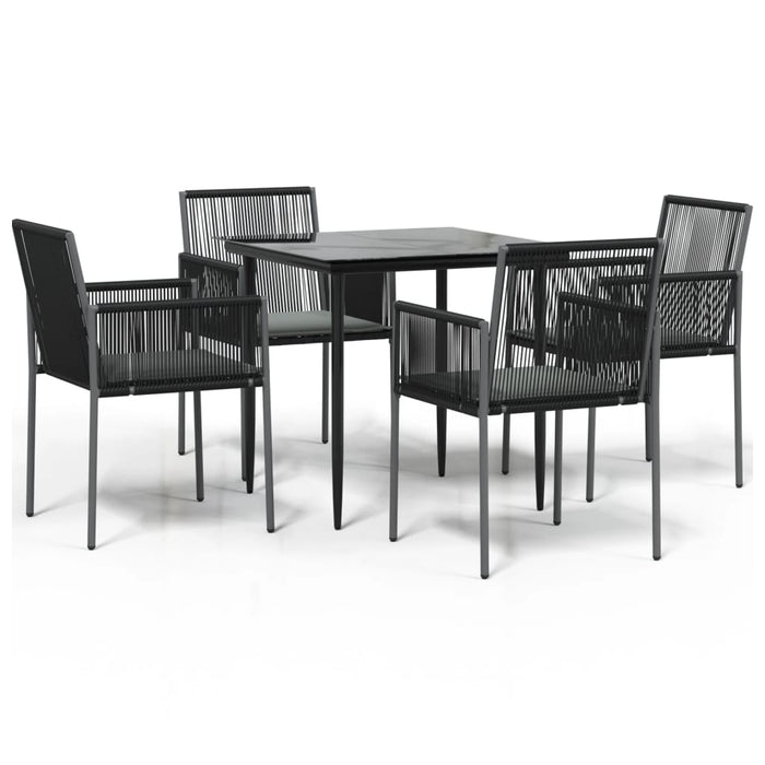 Set mobilier grădină cu perne, 5 piese, negru, poliratan & oțel - WALTI WALTI