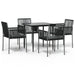 Set mobilier grădină cu perne, 5 piese, negru, poliratan & oțel - WALTI WALTI