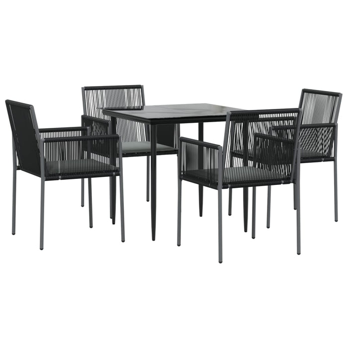 Set mobilier grădină cu perne, 5 piese, negru, poliratan & oțel - WALTI WALTI