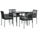 Set mobilier grădină cu perne, 5 piese, negru, poliratan & oțel - WALTI WALTI