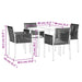 Set mobilier grădină cu perne, 5 piese, negru, poliratan & oțel - WALTI WALTI