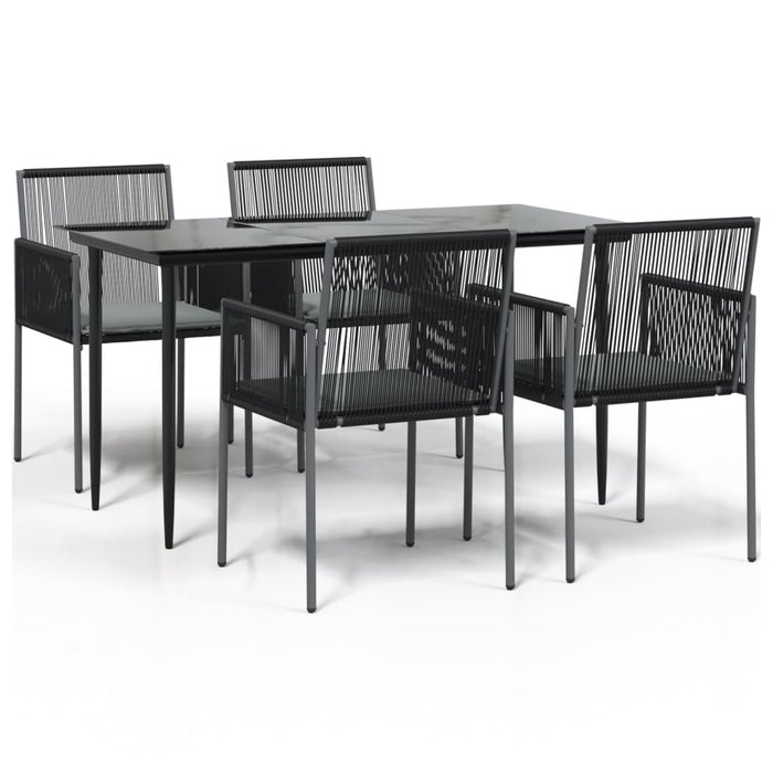 Set mobilier grădină cu perne, 5 piese, negru, poliratan & oțel - WALTI WALTI
