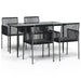 Set mobilier grădină cu perne, 5 piese, negru, poliratan & oțel - WALTI WALTI
