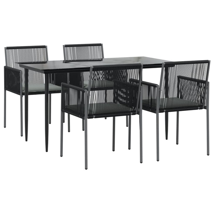 Set mobilier grădină cu perne, 5 piese, negru, poliratan & oțel - WALTI WALTI
