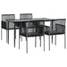 Set mobilier grădină cu perne, 5 piese, negru, poliratan & oțel - WALTI WALTI