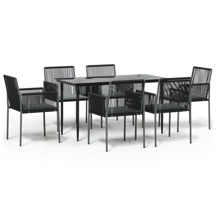 Set mobilier grădină cu perne, 7 piese, negru, poliratan & oțel - WALTI WALTI