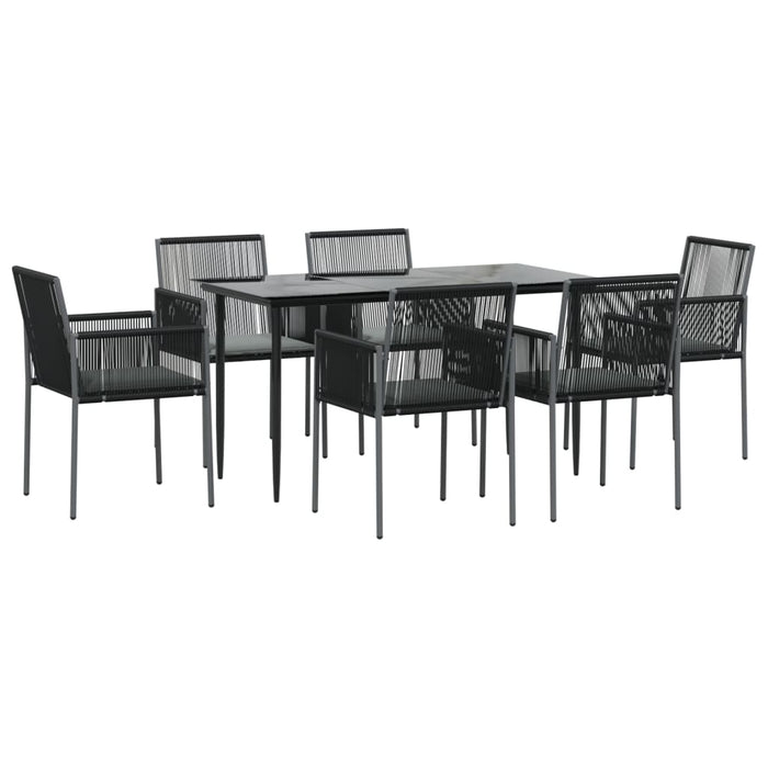 Set mobilier grădină cu perne, 7 piese, negru, poliratan & oțel - WALTI WALTI