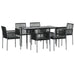 Set mobilier grădină cu perne, 7 piese, negru, poliratan & oțel - WALTI WALTI