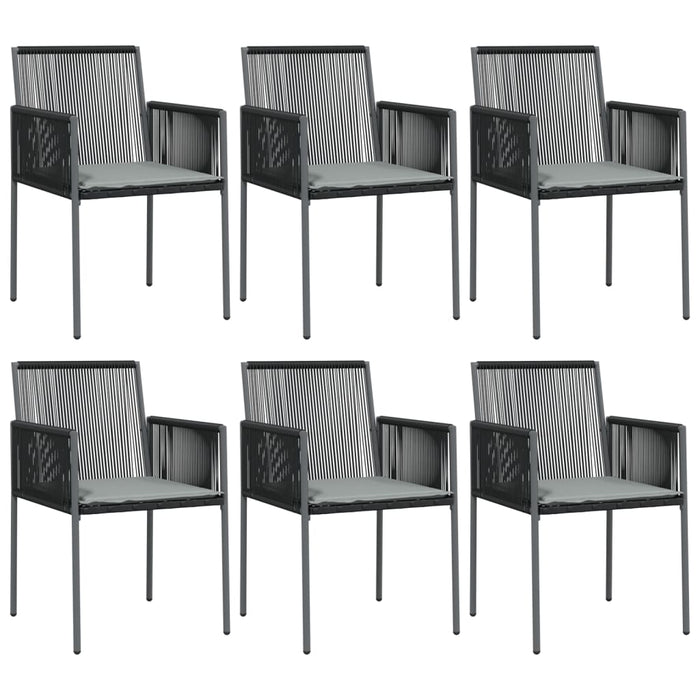 Set mobilier grădină cu perne, 7 piese, negru, poliratan & oțel - WALTI WALTI