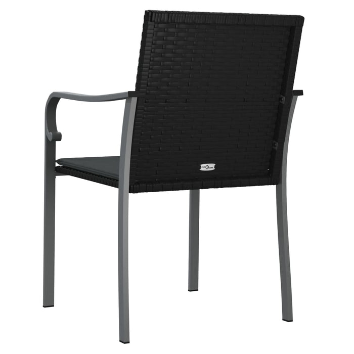 Scaune de grădină cu perne 4 buc. negru 56x59x84 cm poliratan - WALTI WALTI