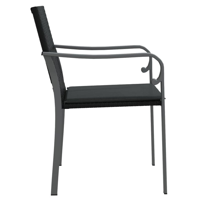 Scaune de grădină cu perne 6 buc. negru 56x59x84 cm poliratan - WALTI WALTI
