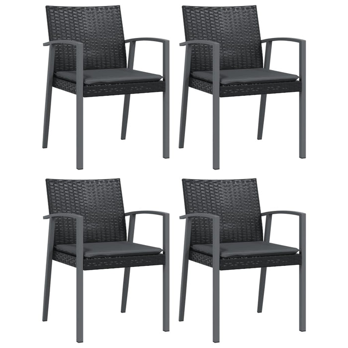 Scaune de grădină cu perne 4 buc. negru 56,5x57x83 cm poliratan - WALTI WALTI