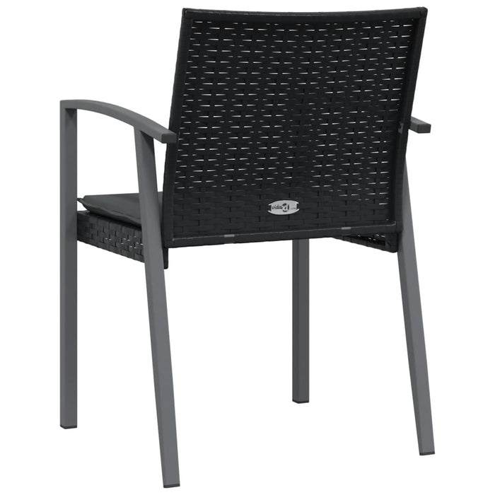 Scaune de grădină cu perne 4 buc. negru 56,5x57x83 cm poliratan - WALTI WALTI