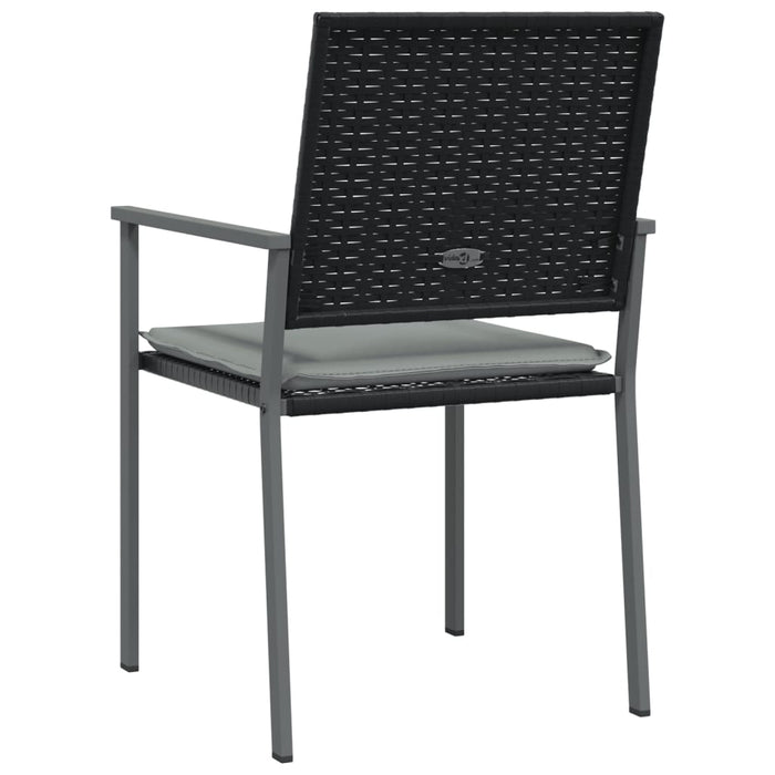 Scaune de grădină cu perne 6 buc. negru 54x62,5x89 cm poliratan - WALTI WALTI