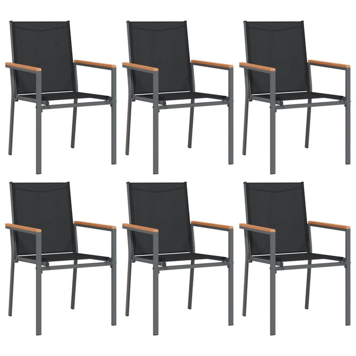 Scaune de grădină, 6 buc., negru, 55x61,5x90 cm, textilenă&oțel - WALTI WALTI