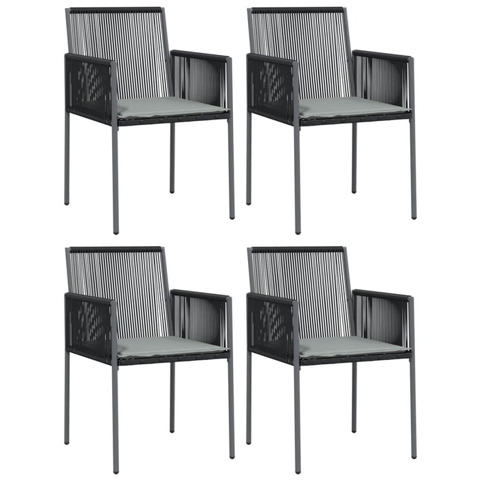 Scaune grădină cu perne 4 buc. negru 54x60,5x83,5 cm poliratan - WALTI WALTI