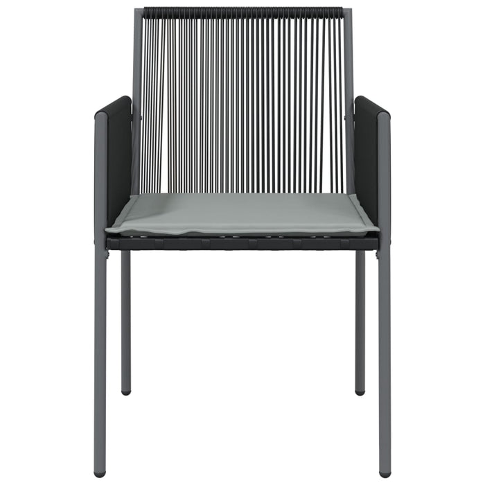 Scaune grădină cu perne 4 buc. negru 54x60,5x83,5 cm poliratan - WALTI WALTI