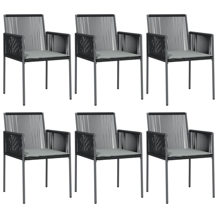 Scaune grădină cu perne 6 buc. negru 54x60,5x83,5 cm poliratan - WALTI WALTI
