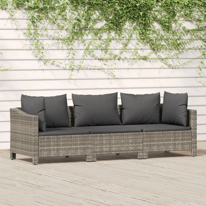 Set mobilier de grădină cu perne, 3 piese, gri, poliratan - WALTI WALTI