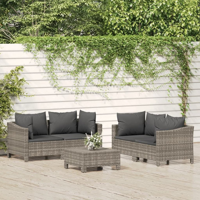 Set mobilier de grădină cu perne, 5 piese, gri, poliratan - WALTI WALTI