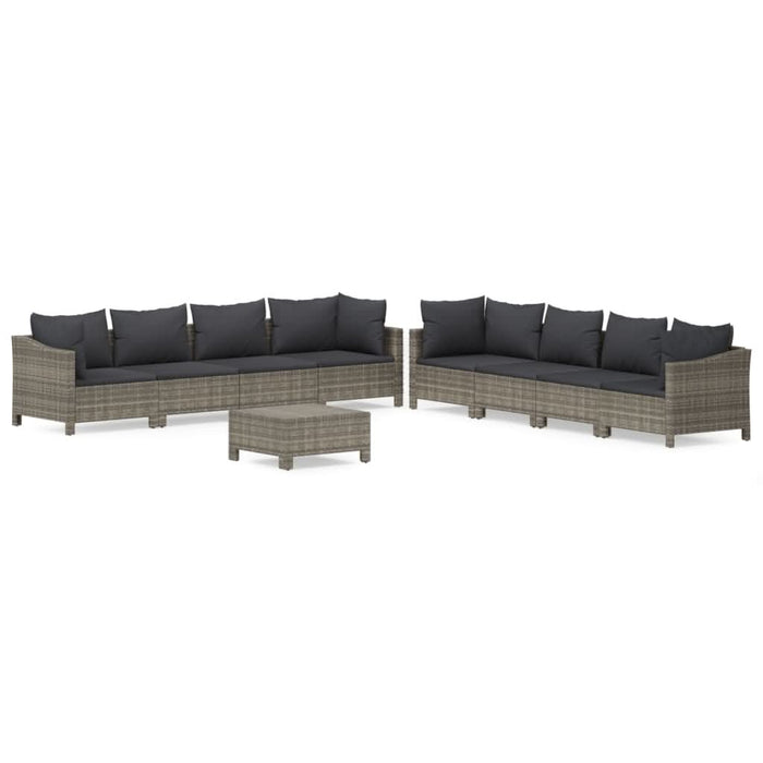 Set mobilier de grădină cu perne, 9 piese, gri, poliratan - WALTI WALTI