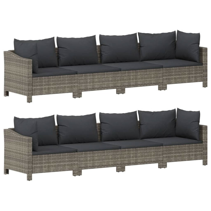 Set mobilier de grădină cu perne, 9 piese, gri, poliratan - WALTI WALTI