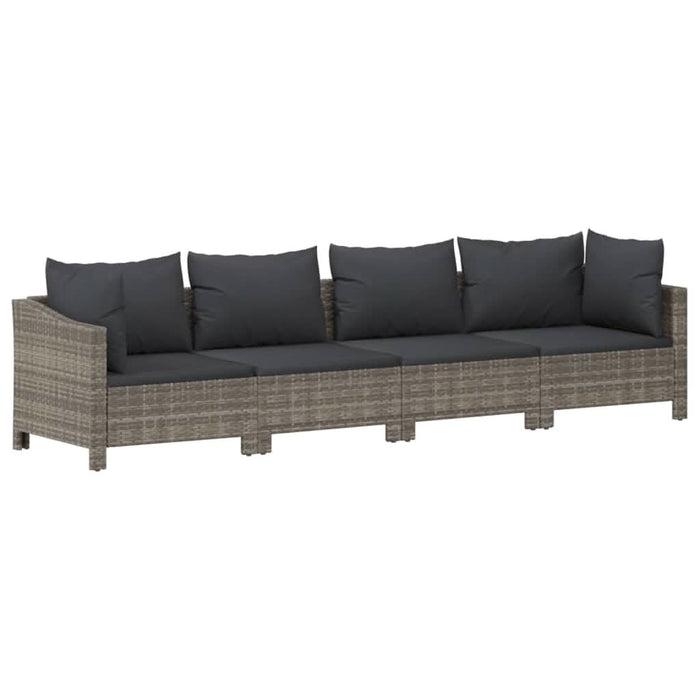 Set mobilier de grădină cu perne, 9 piese, gri, poliratan - WALTI WALTI