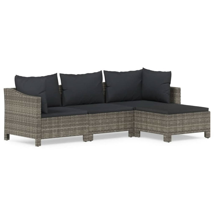 Set mobilier de grădină cu perne, 4 piese, gri, poliratan - WALTI WALTI