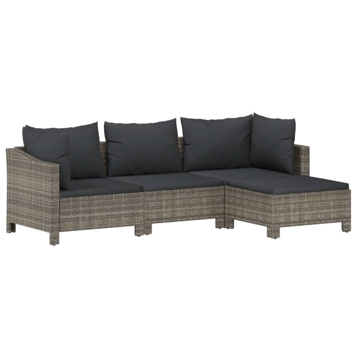 Set mobilier de grădină cu perne, 4 piese, gri, poliratan - WALTI WALTI