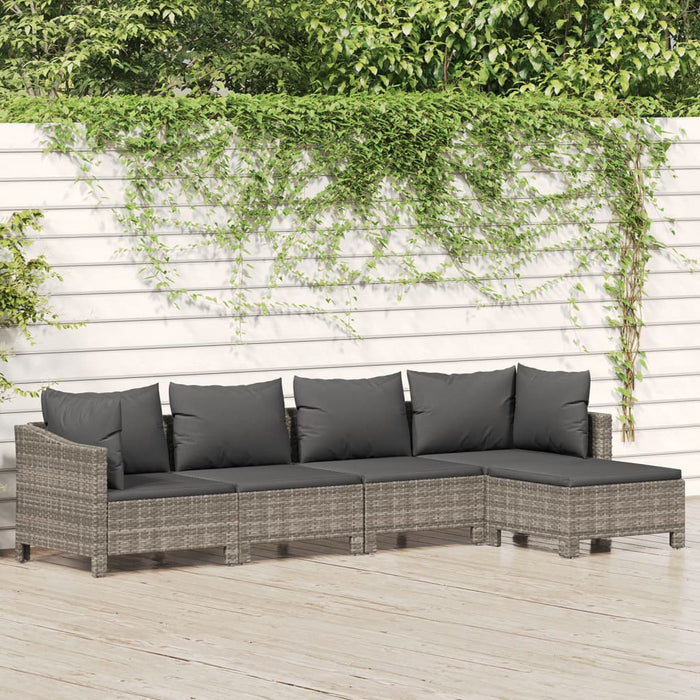 Set mobilier de grădină cu perne, 5 piese, gri, poliratan - WALTI WALTI
