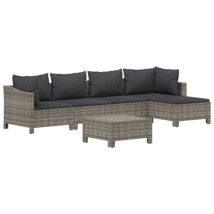 Set mobilier de grădină cu perne, 6 piese, gri, poliratan - WALTI WALTI