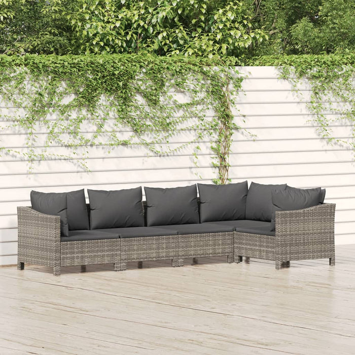 Set mobilier de grădină cu perne, 5 piese, gri, poliratan - WALTI WALTI
